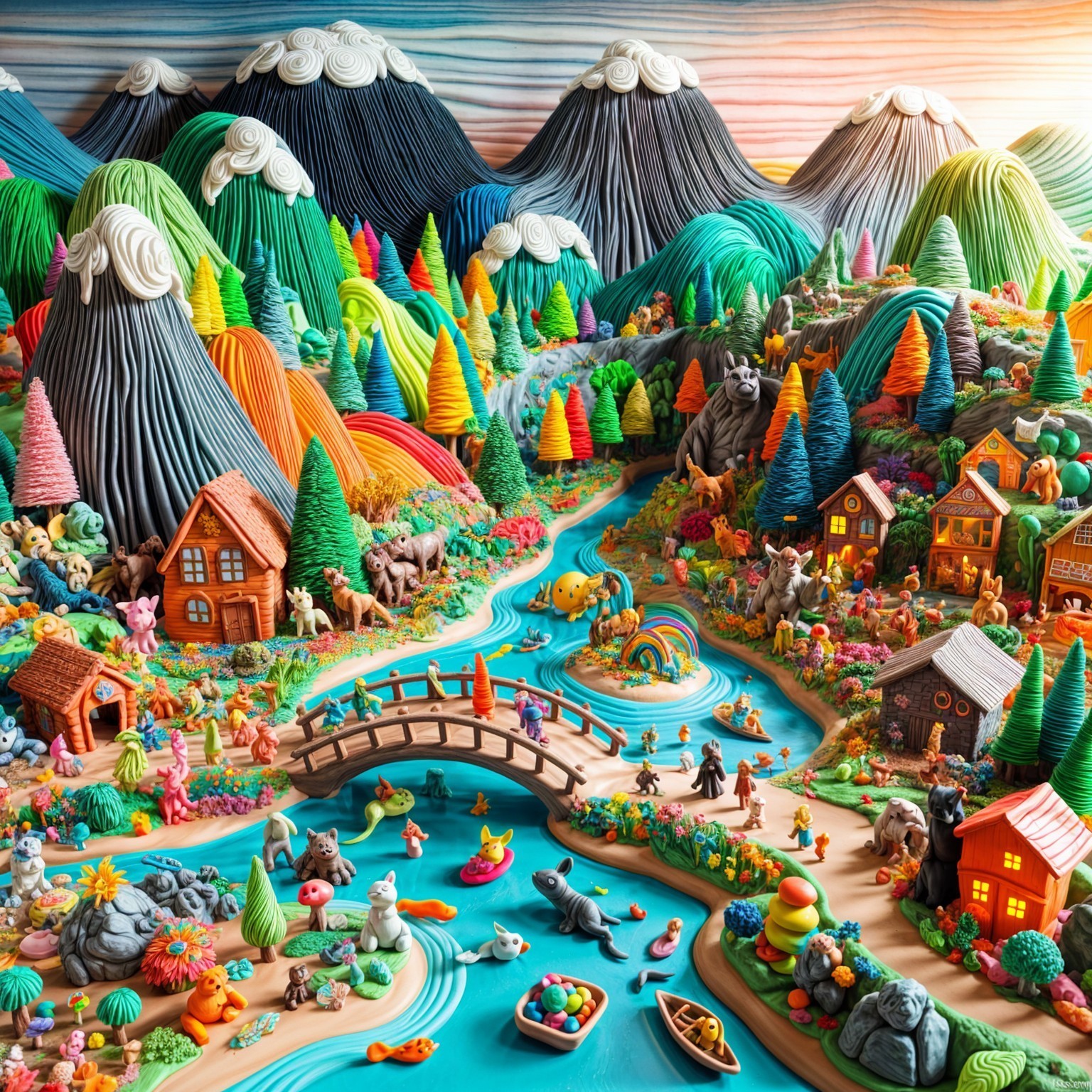 Colorful Pasta Landscape with Vibrant Details