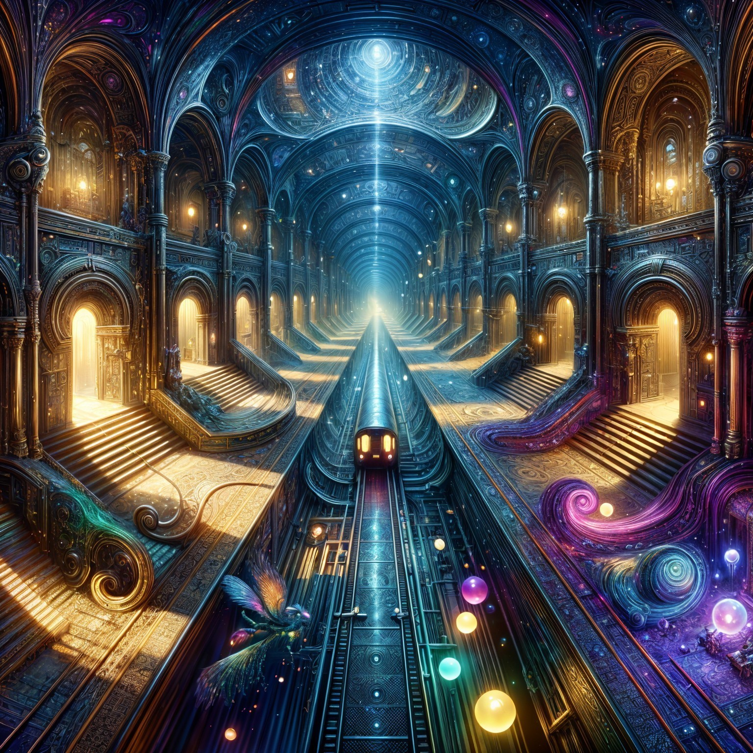 Fantastical Hall with Intricate Arches and Colors