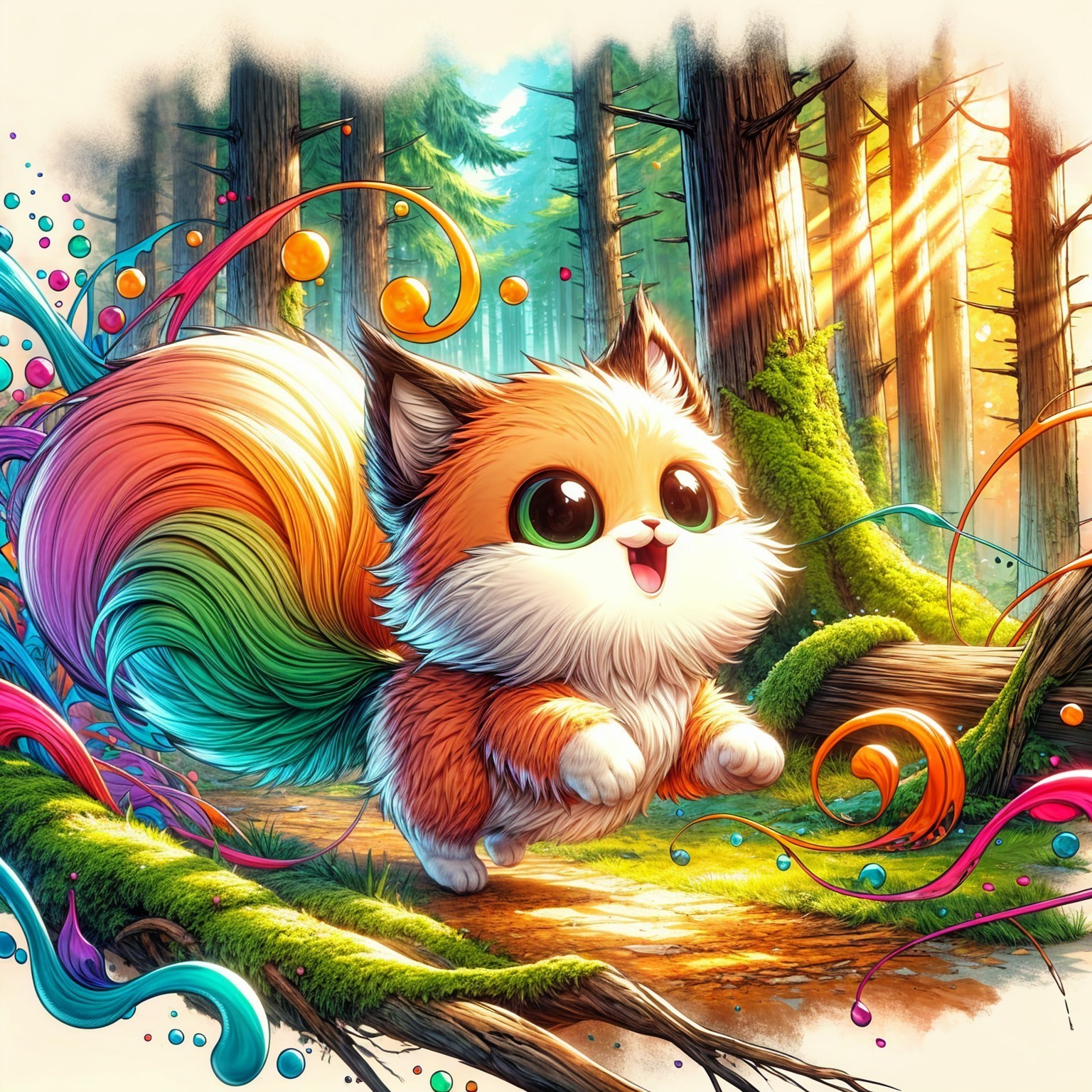 Playful Fox Creature in a Magical Forest