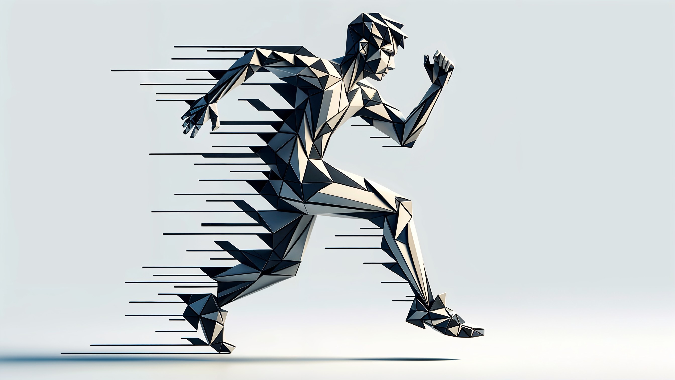 Abstract Geometric Runner in Motion Design