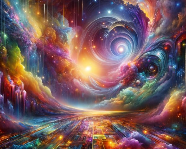 Vibrant Cosmic Landscape with Galaxies and Nebulae