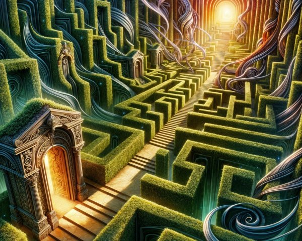 Lush Green Hedge Labyrinth with Intricate Pathways