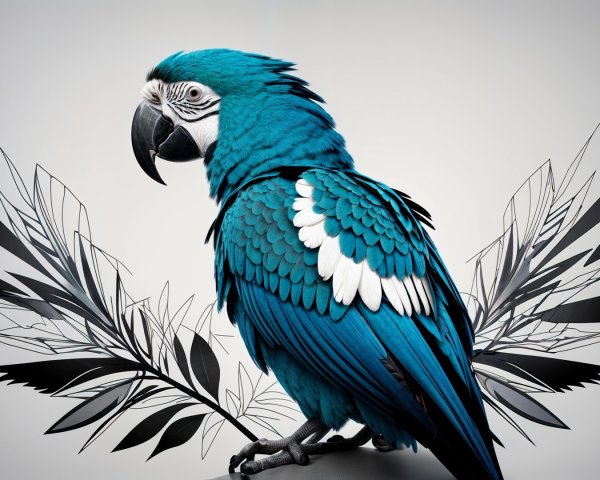 Vibrant Blue Macaw with Intricate Feather Patterns