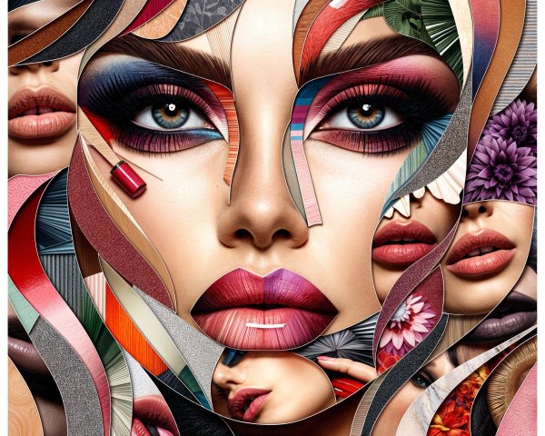 Vibrant Stylized Portrait with Intricate Facial Features