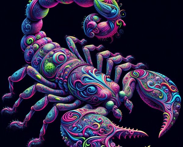 Psychedelic Scorpion with Intricate Color Patterns