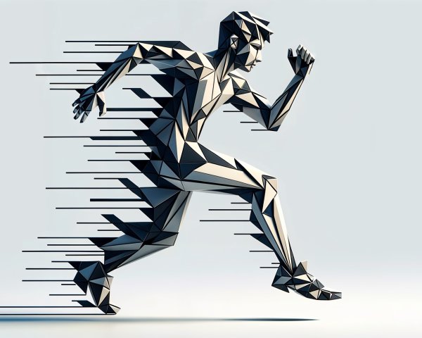 Abstract Geometric Runner in Motion Design