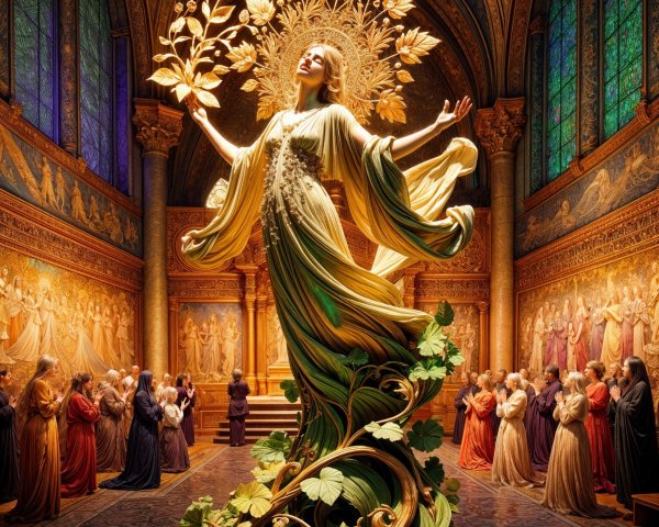 Statue of a Woman Surrounded by Draped Figures
