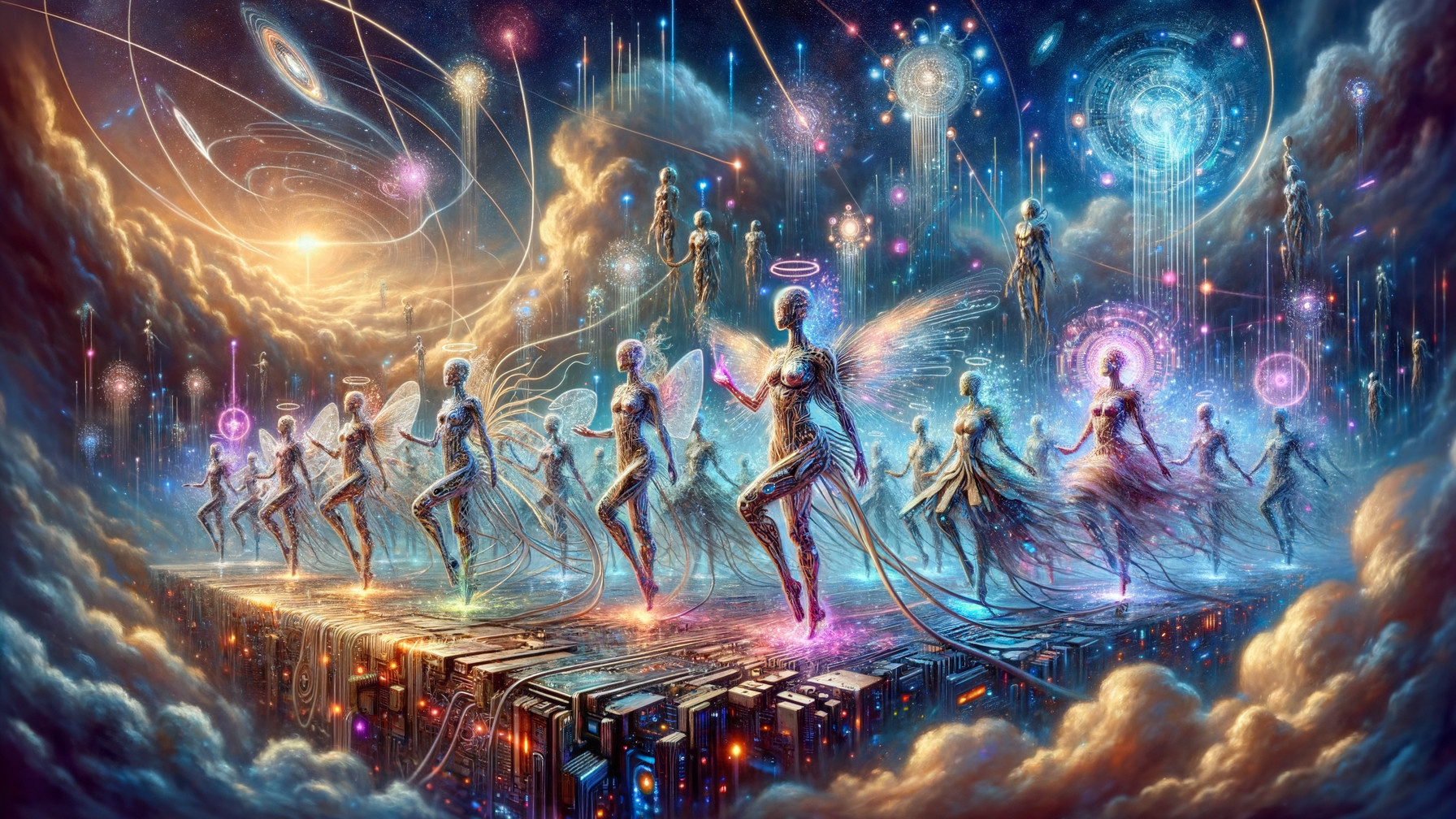 Ethereal Figures in a Surreal Cosmic Landscape