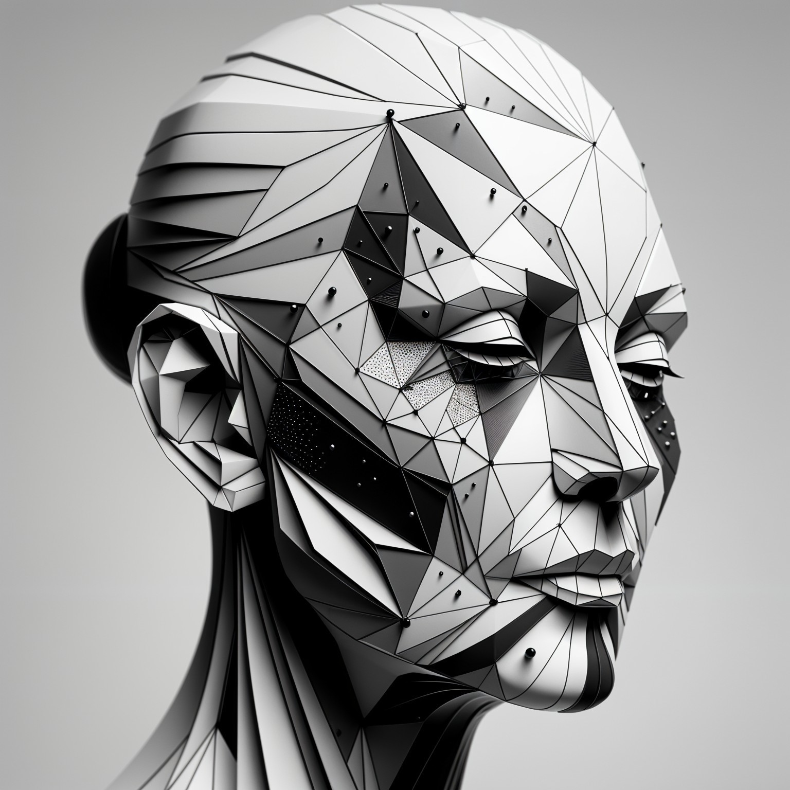 Futuristic Abstract Sculpture of a Human Head