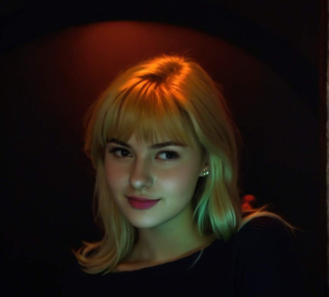 Young woman with blonde hair in warm light