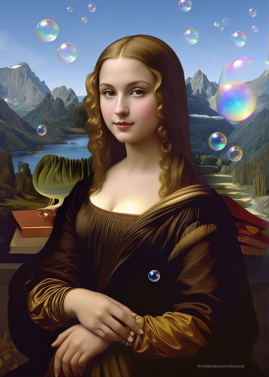 Reinterpretation of the Mona Lisa with Whimsical Elements