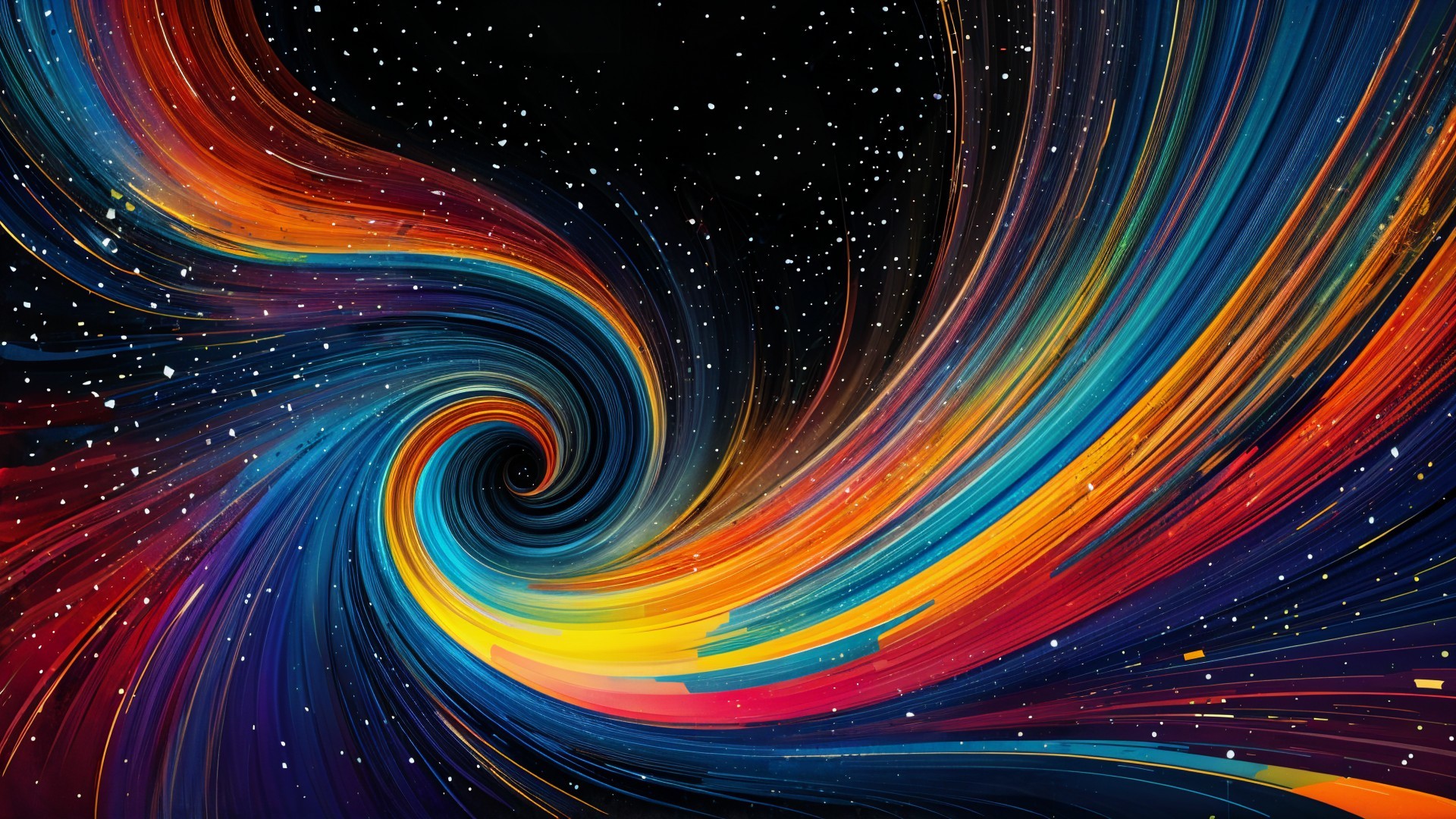 Vibrant Cosmic Swirl of Colors and Stars