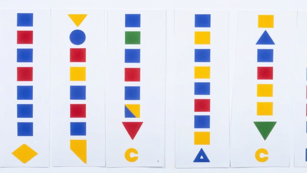 Vertical Cards with Colored Geometric Shapes
