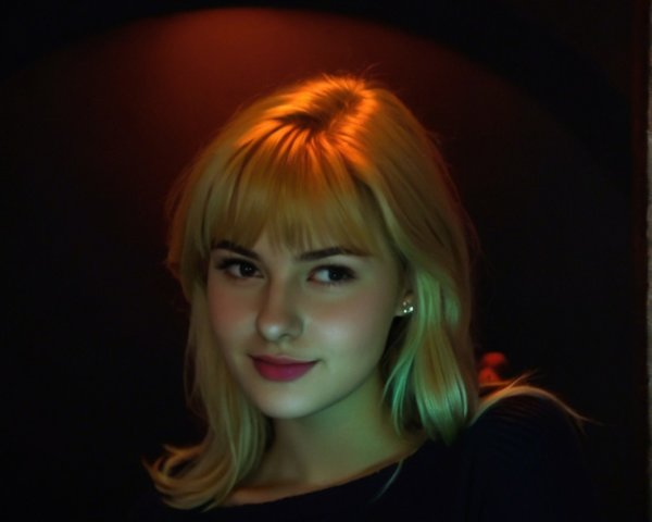 Young woman with blonde hair in warm light