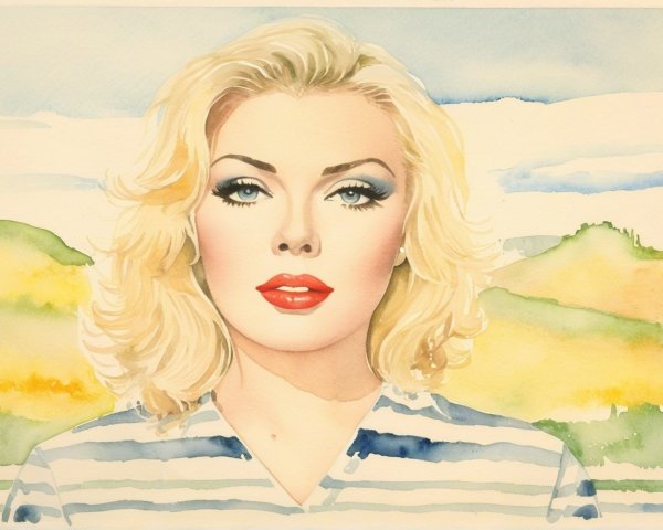 Watercolor Fashion Illustration of Glamorous Woman