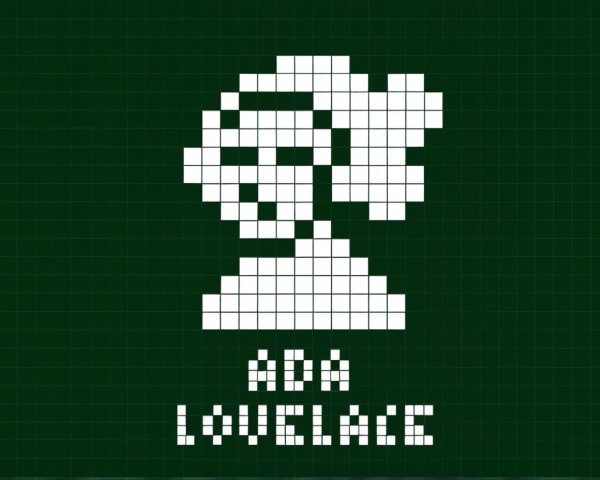 Pixel-Art Representation of Ada Lovelace in Green
