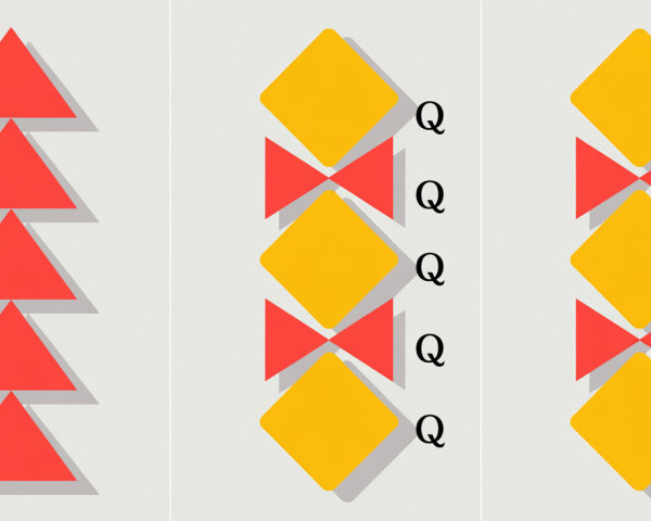 Three Sections of Geometric Shapes with Letter Q