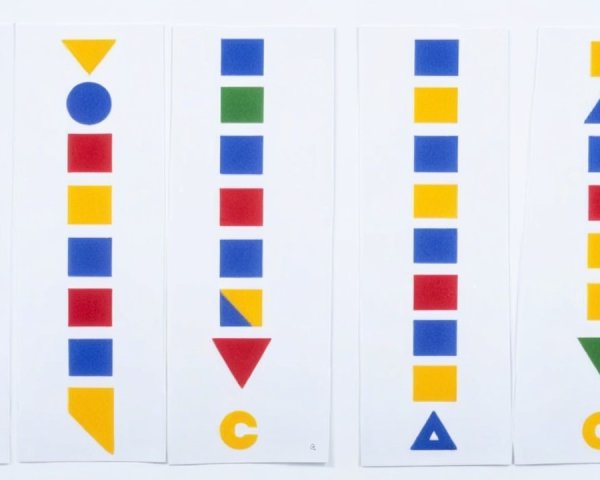 Vertical Cards with Colored Geometric Shapes