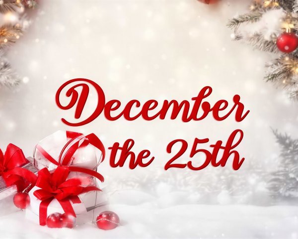 Red Cursive Typography on Snowy Christmas Background