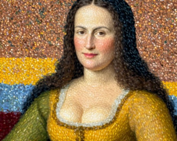 Portrait of a woman in a yellow dress with warm expression