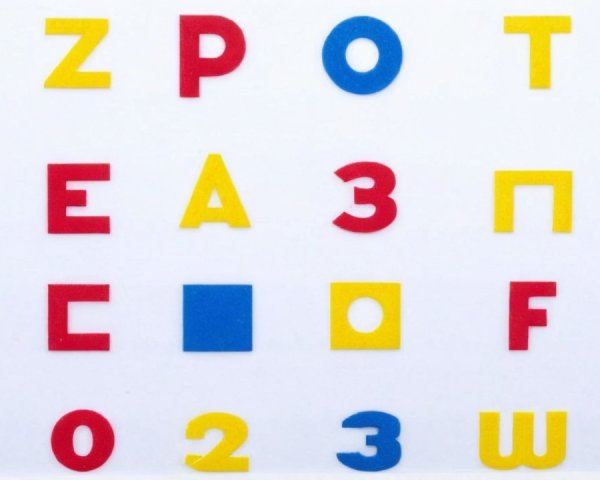 Colorful Letters and Shapes in a Playful Grid