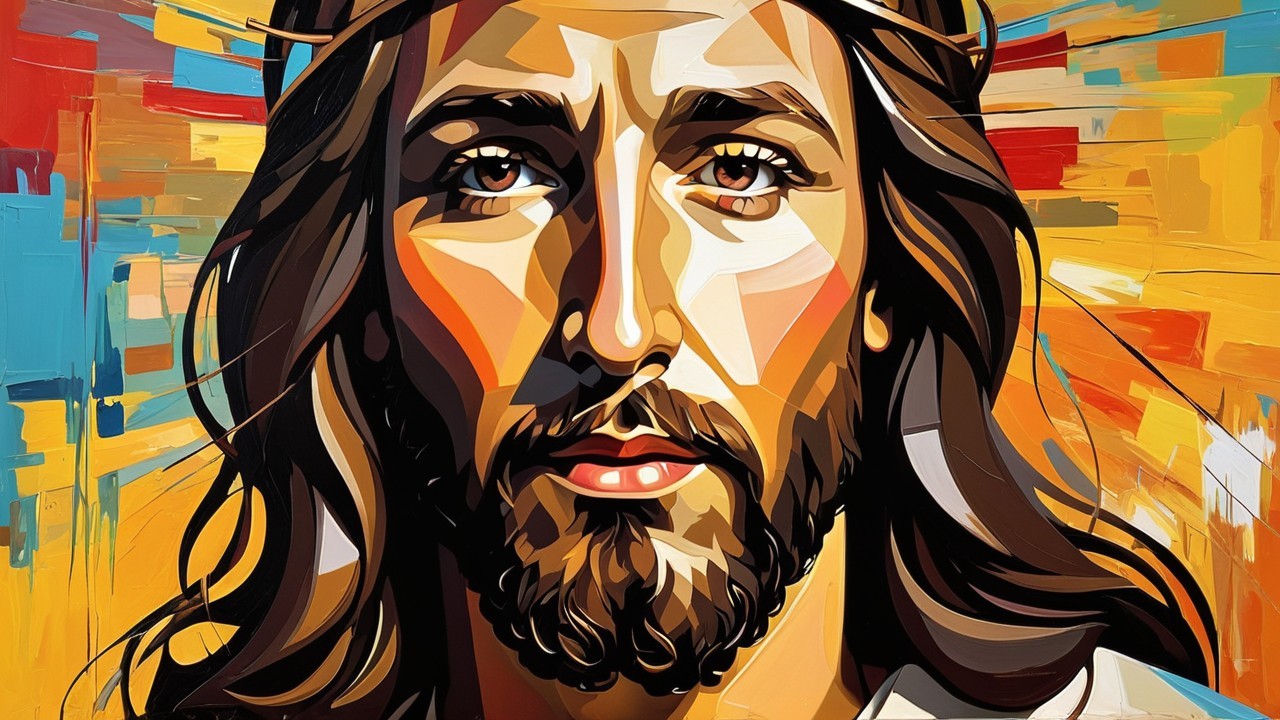 Stylized Portrait of a Serene Man with Long Hair