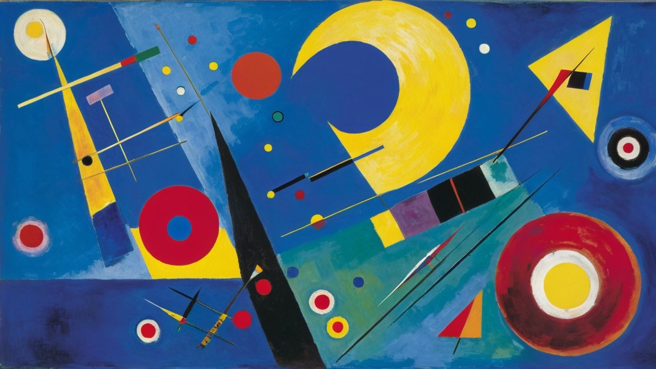 Modern Abstract Oil Painting with Geometric Shapes