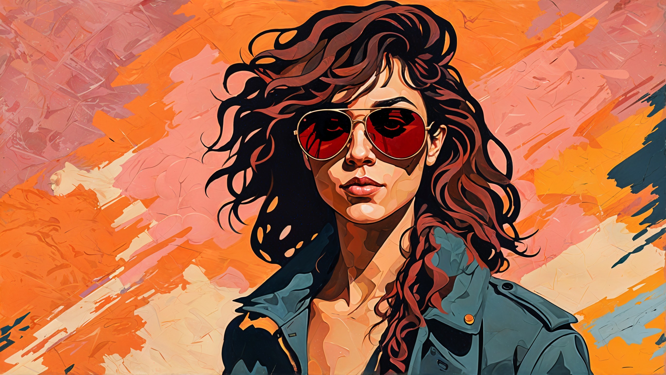 Stylized Portrait of Confident Woman in Sunglasses