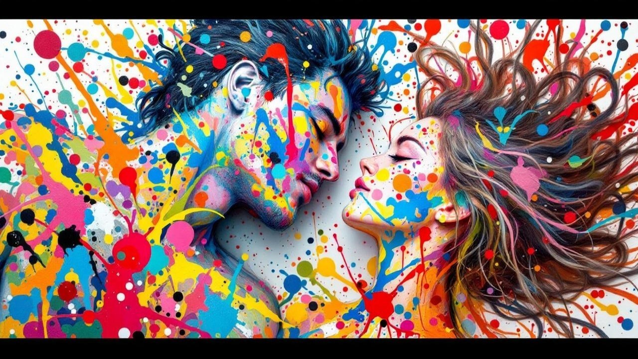 Colorful Embrace of Two Faces in Artistic Style
