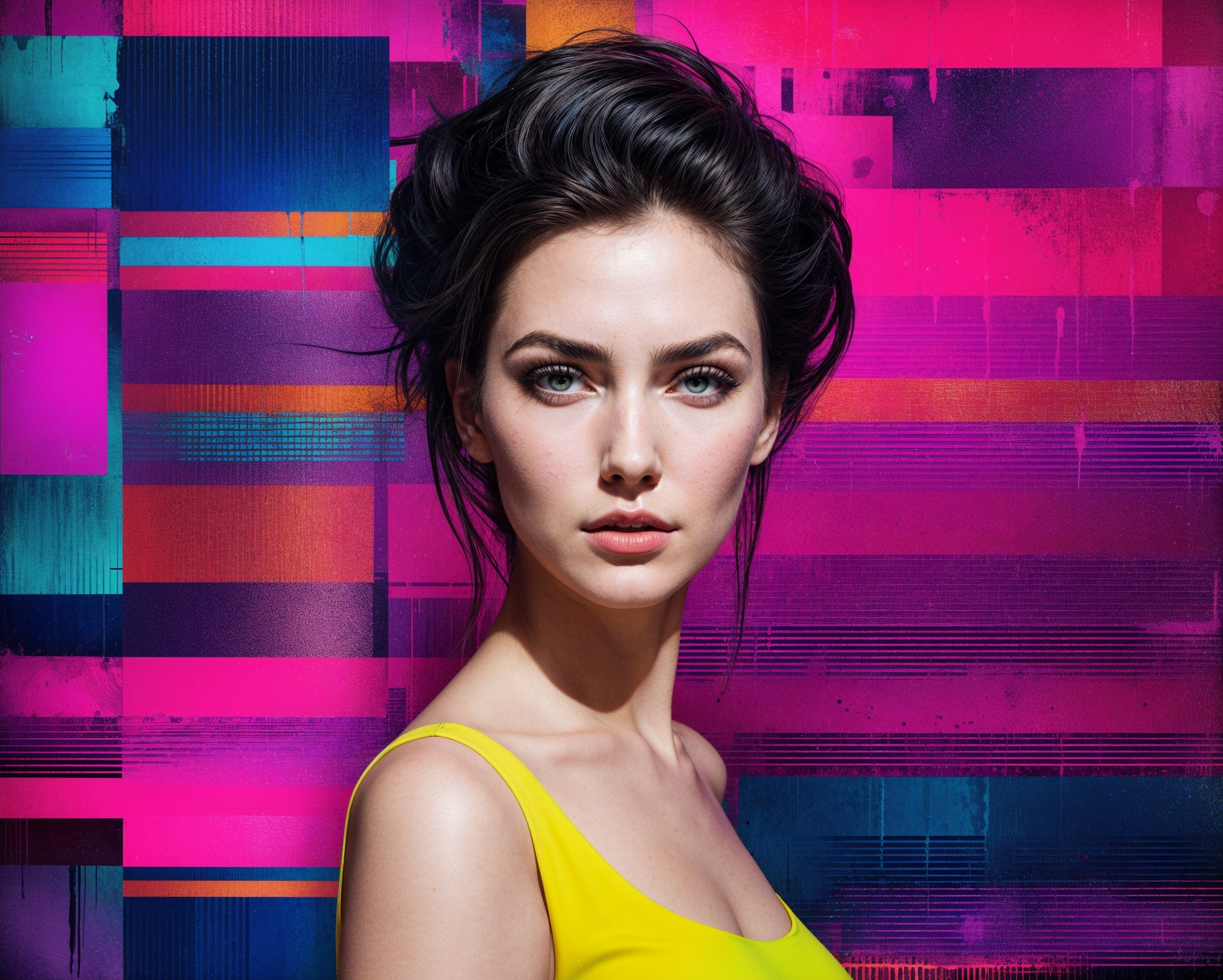 Portrait of a Young Woman in Vibrant Yellow Top