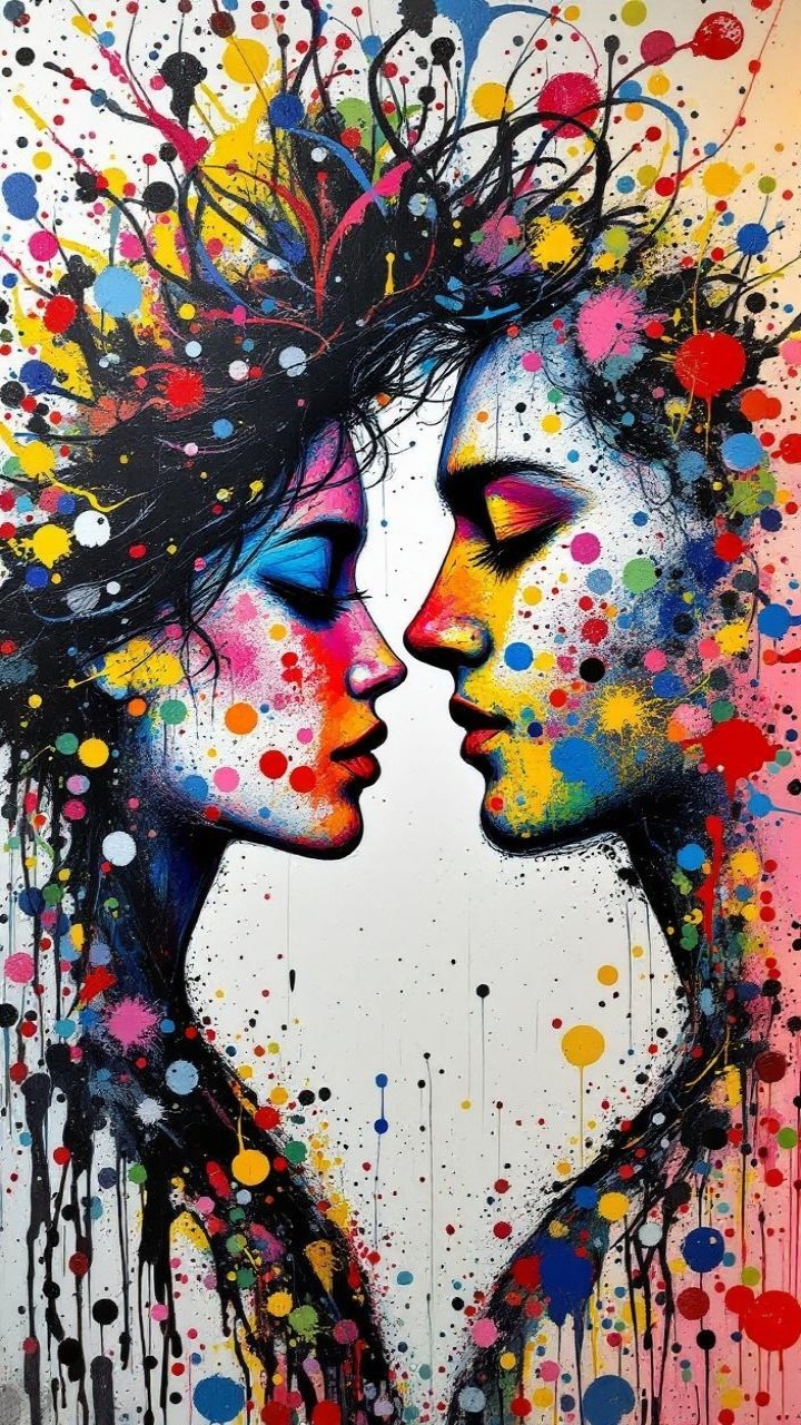 Colorful Profile Faces Representing Love and Unity
