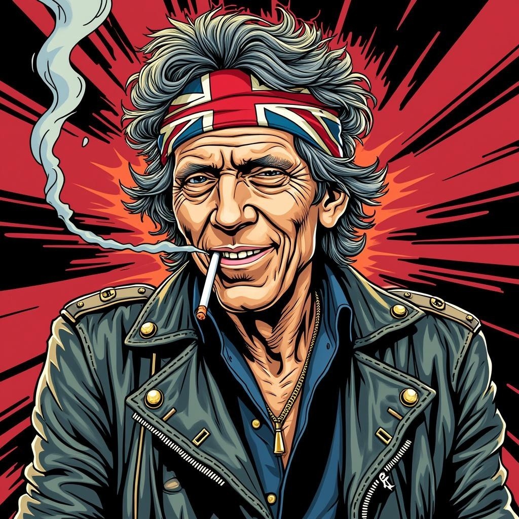 Stylized Illustration of a Man in Leather Jacket
