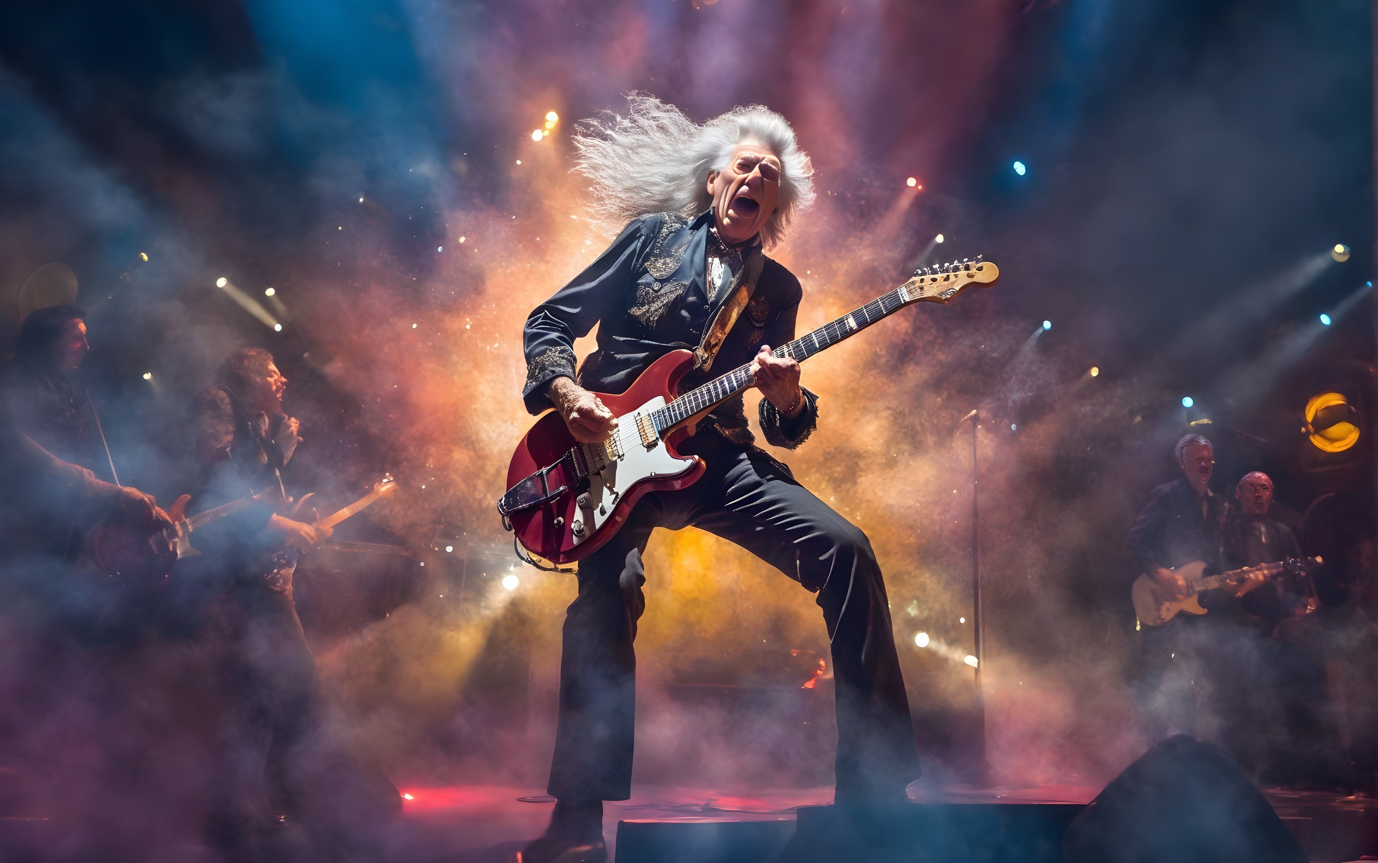 Dynamic Rock Musician Performs with Vibrant Light Show