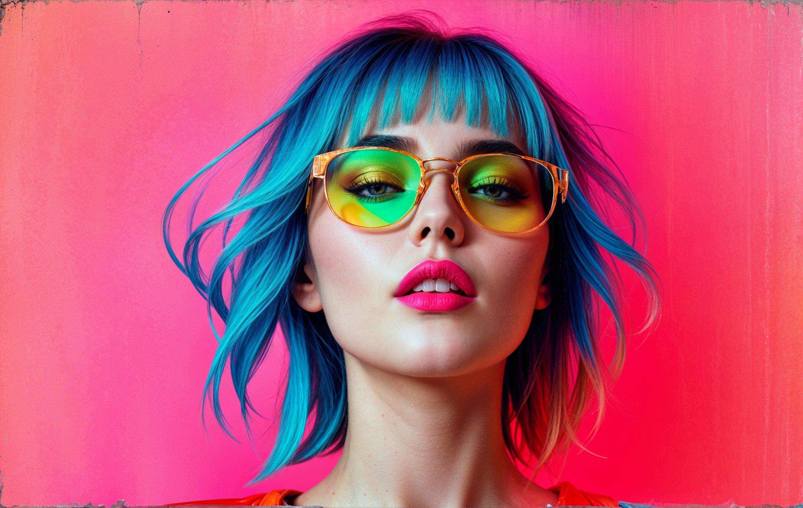 Portrait of a Young Woman with Two-Toned Blue Hair