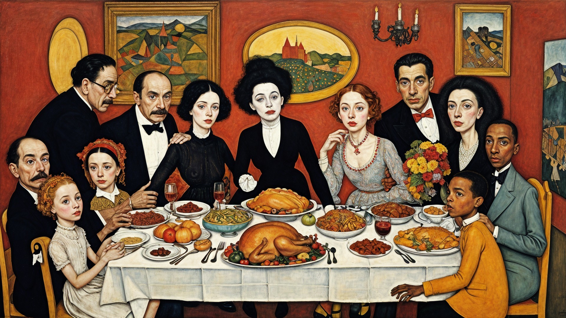 Elegant Dinner Gathering with Lavish Feast and Decor