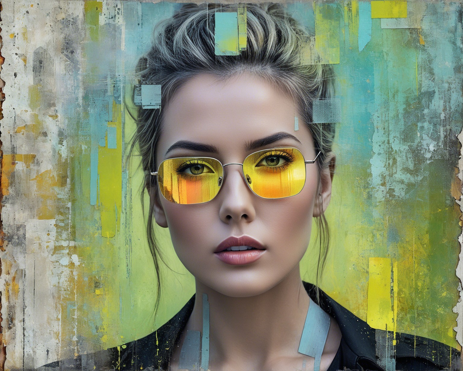 Young woman with blonde hair and stylish sunglasses