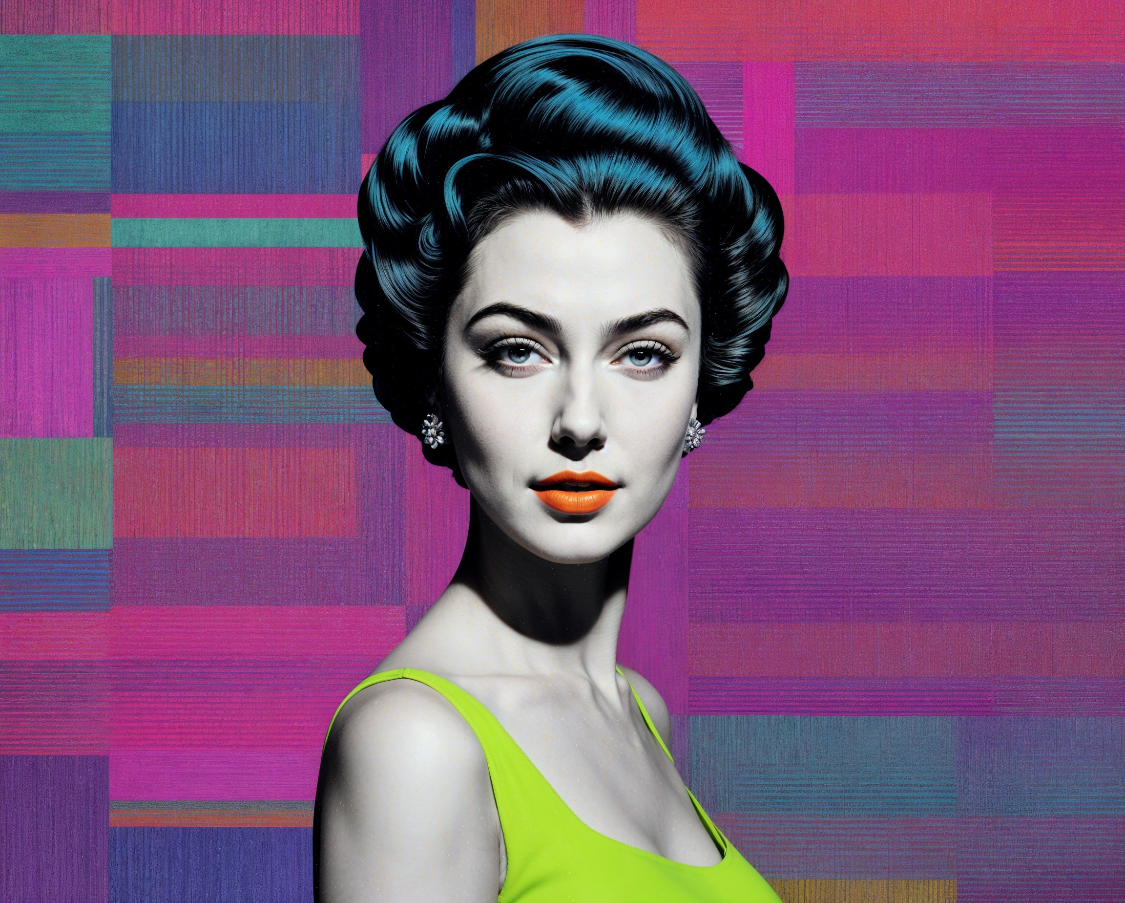 Portrait of a Woman with Vibrant Features and Colors