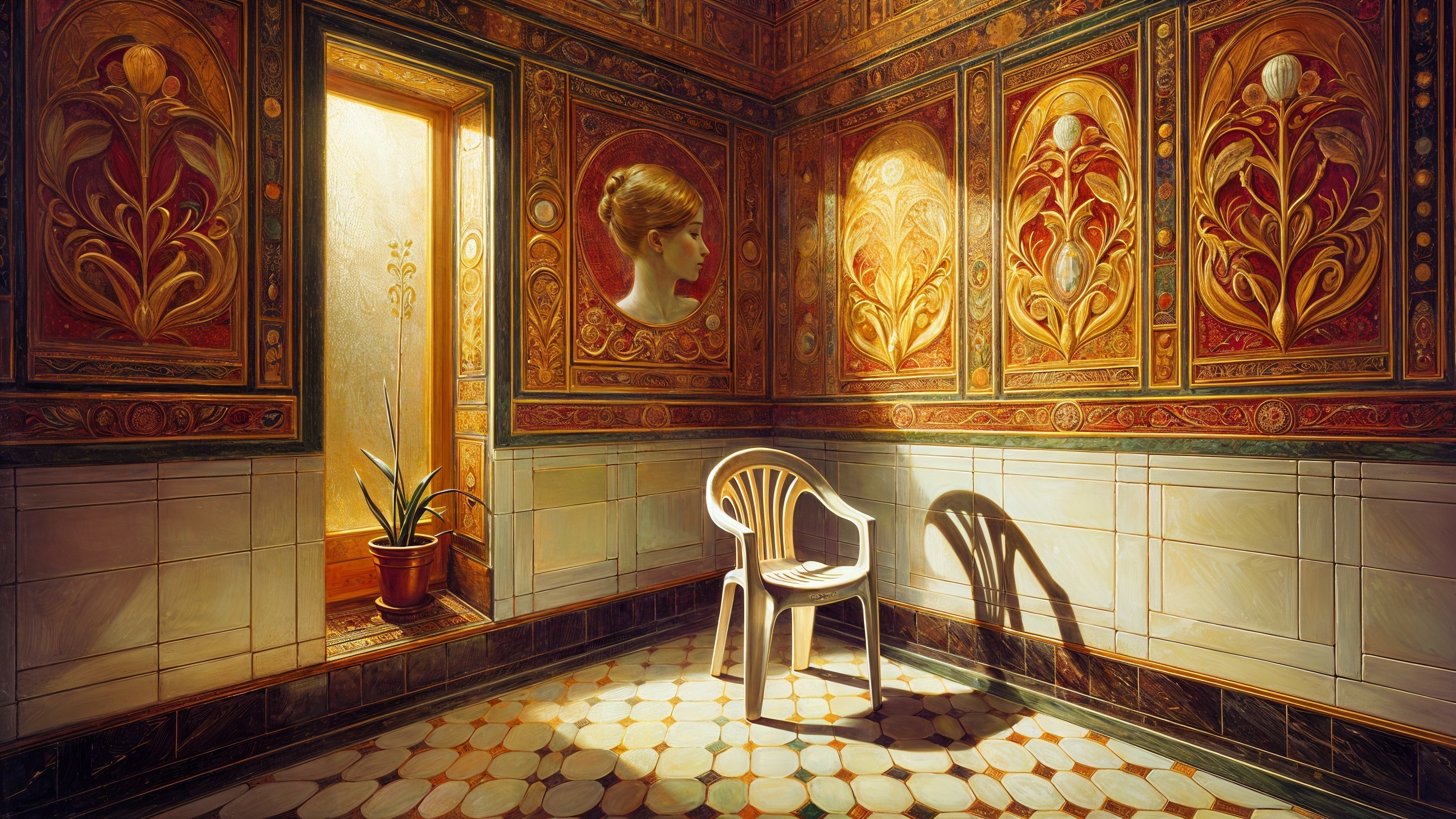 Ornate Floral Patterns in Decorated Room Setting