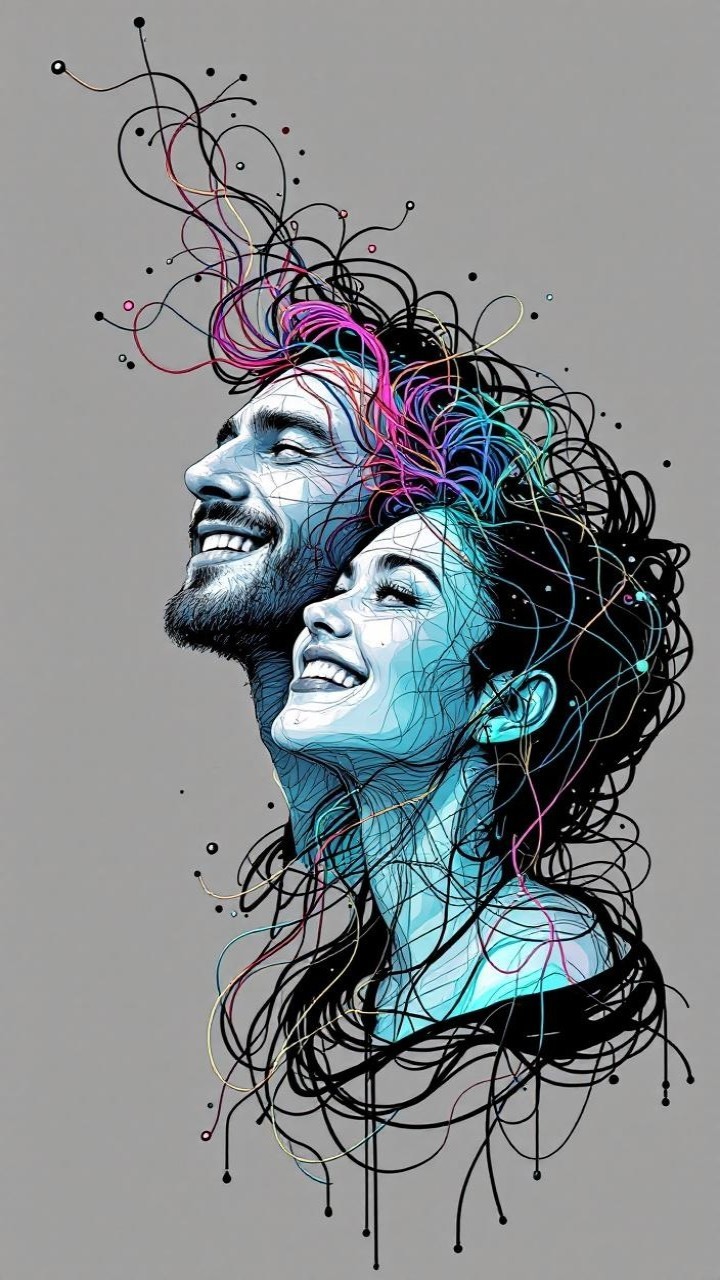 Stylized Faces with Vibrant Hair Design and Colors