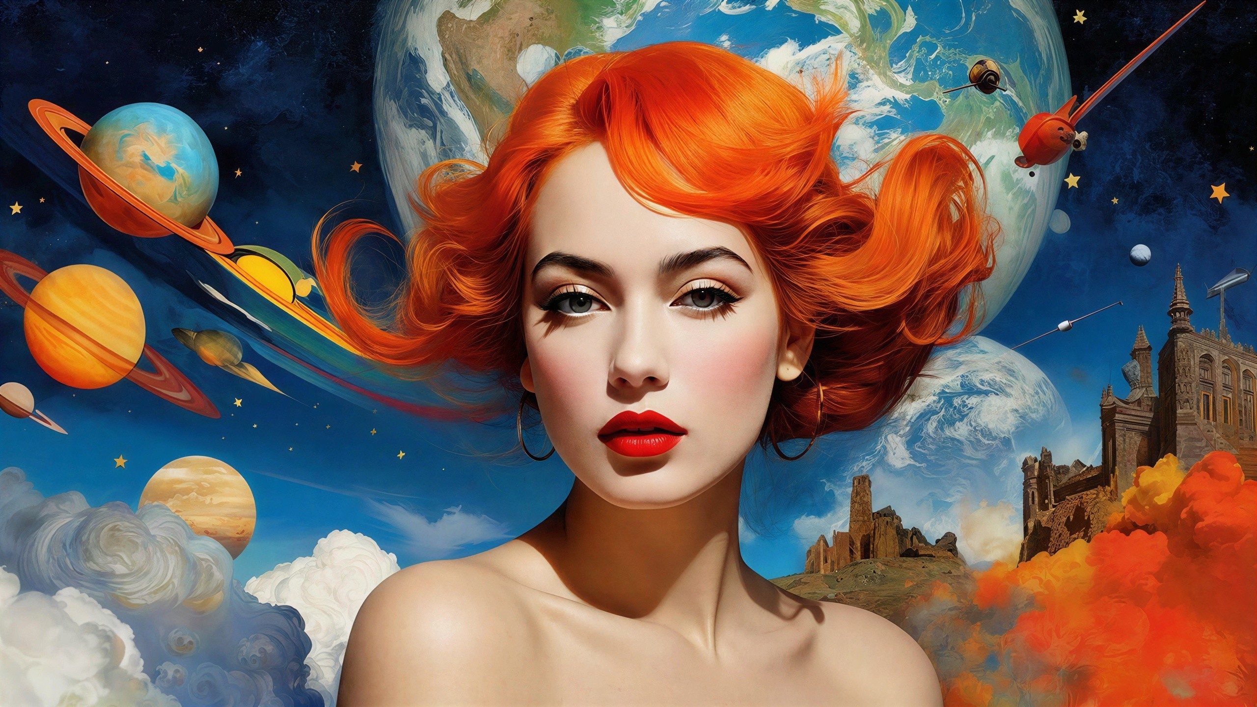 Hyperrealistic Digital Portrait of a Female with Red Hair