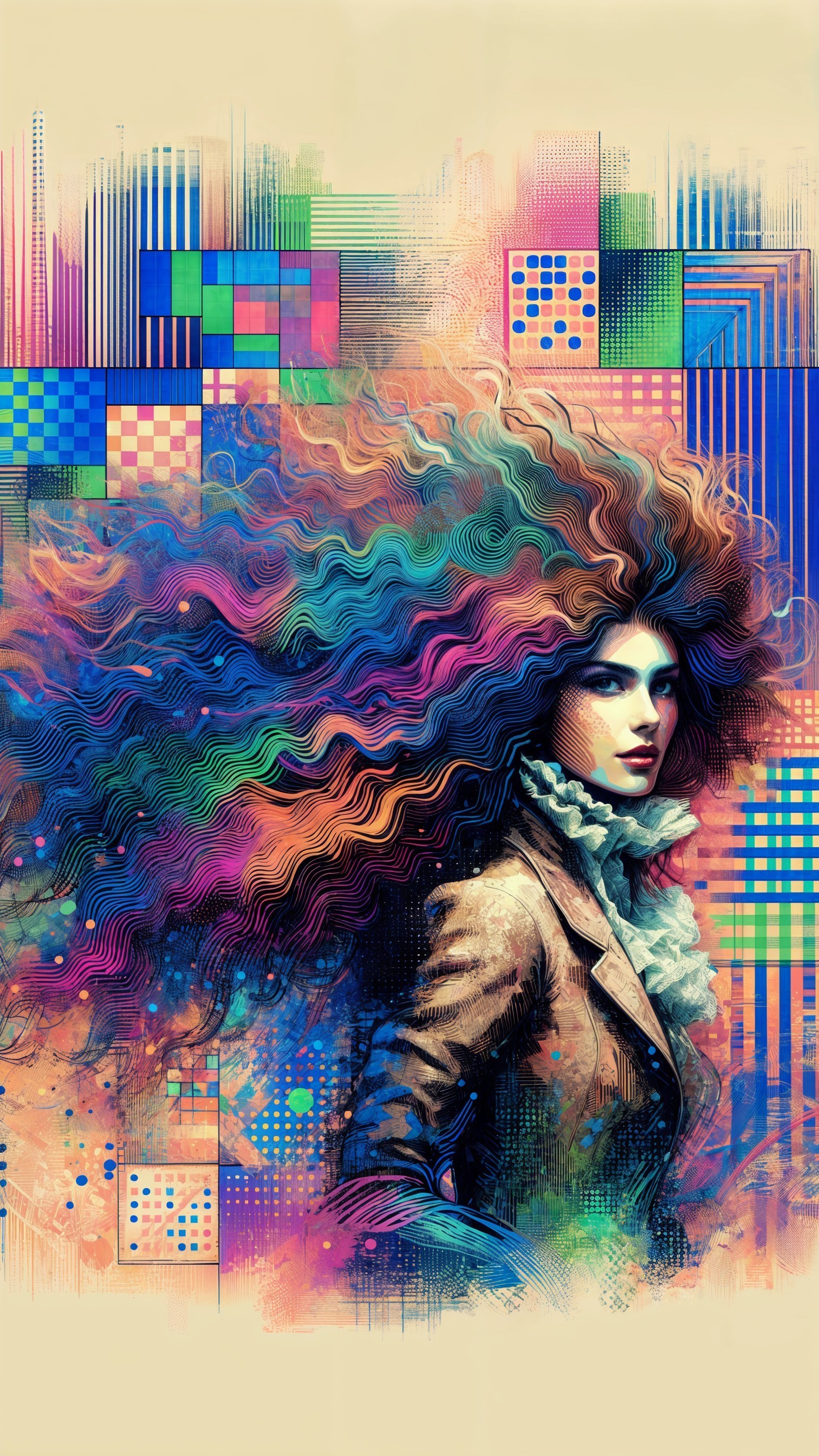 Vibrant Portrait of a Woman with Colorful Hair