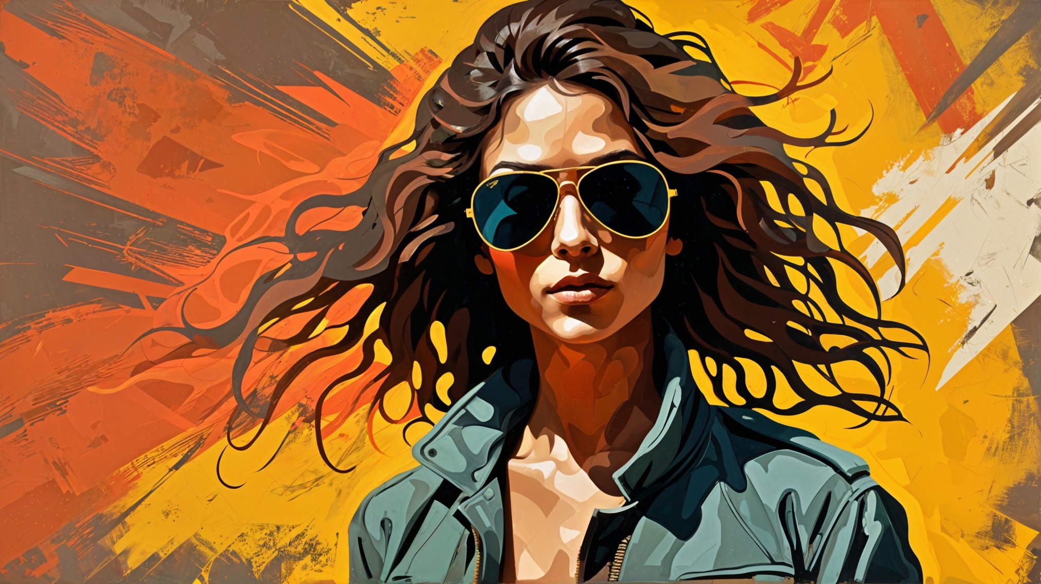 Illustrated Portrait of a Confident Young Woman