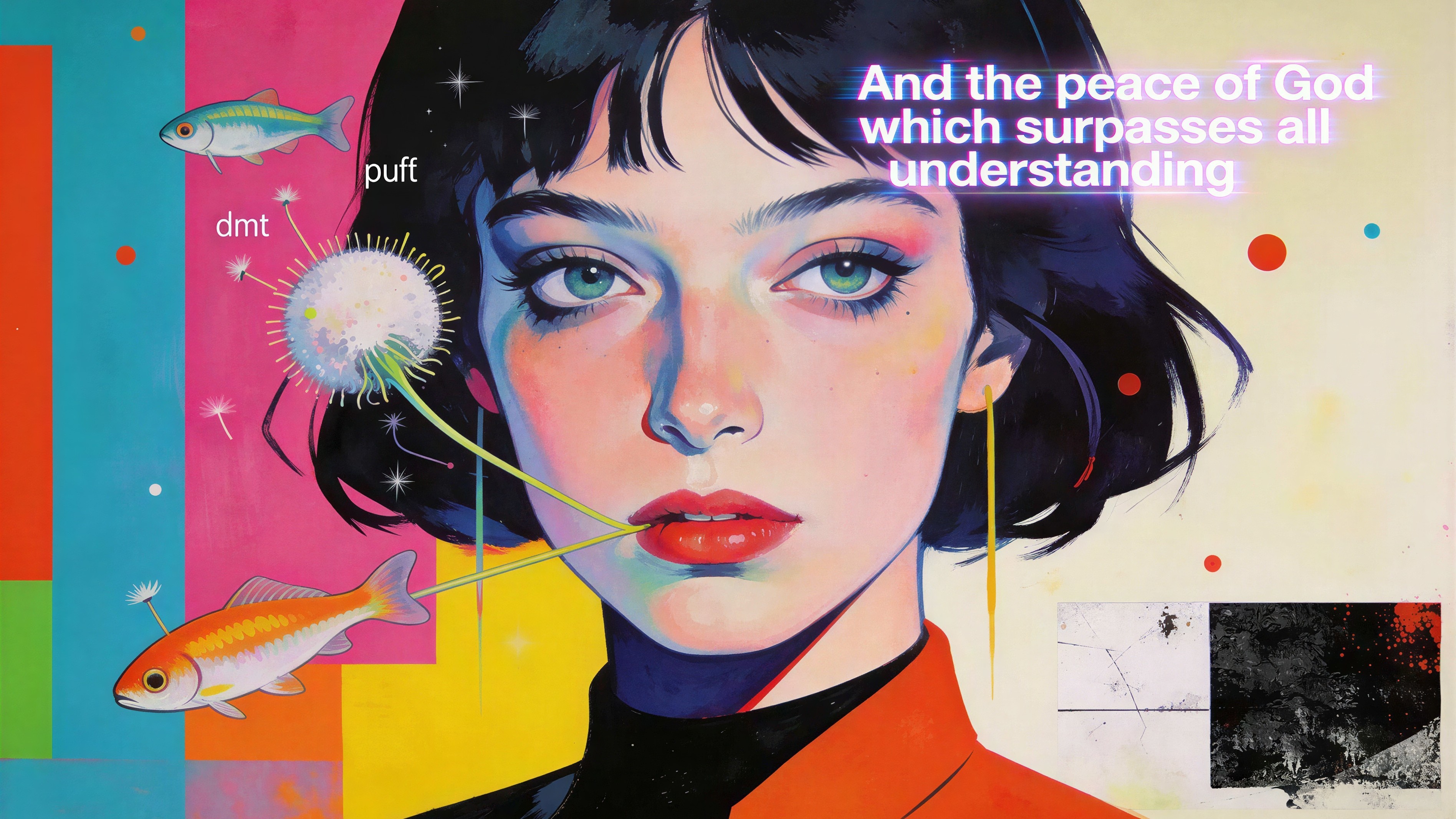 Multicolored Close-Up Portrait of a Young Woman