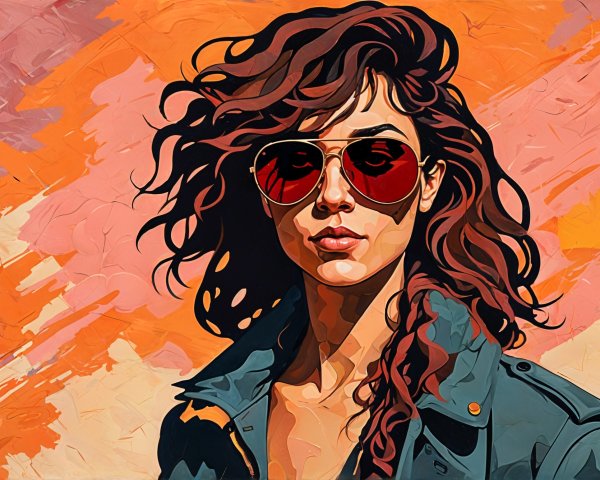 Stylized Portrait of Confident Woman in Sunglasses