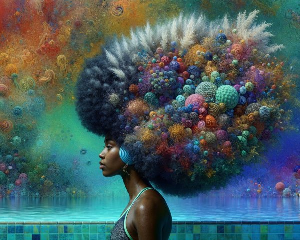 Vibrant Profile of Woman with Abstract Colorful Hair