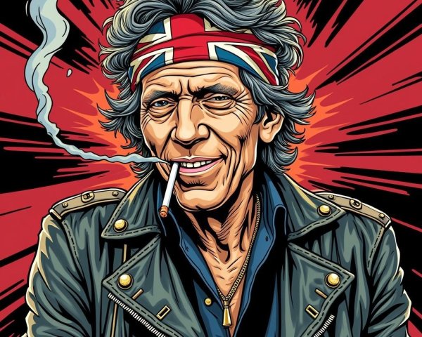 Stylized Illustration of a Man in Leather Jacket