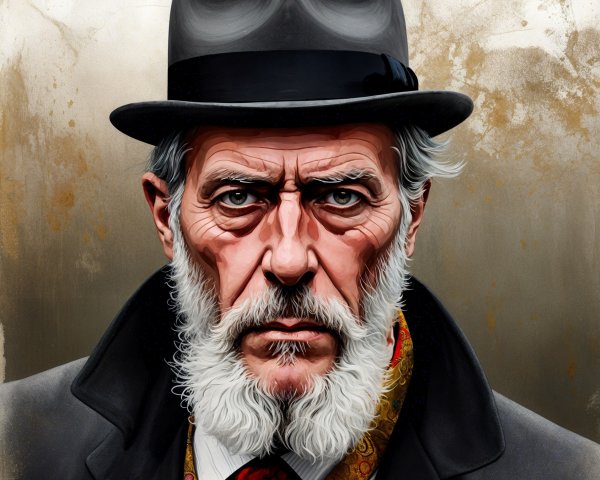 Portrait of an Older Man with White Beard and Hat