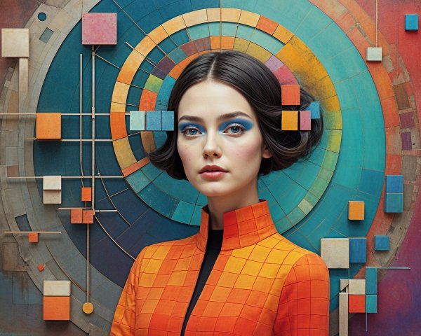 Portrait of a Young Woman in Bold Fashion and Art