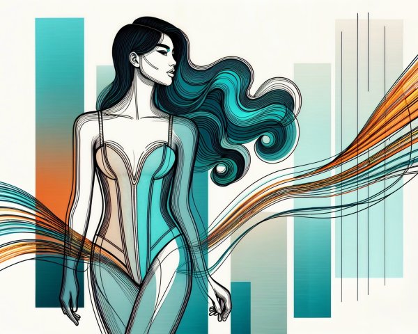 Stylized Artistic Representation of a Woman in Bodysuit