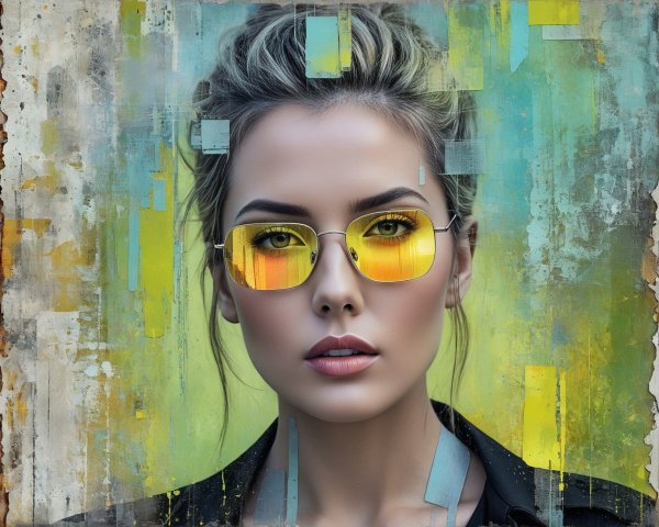 Young woman with blonde hair and stylish sunglasses